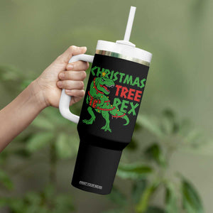 Christmas Dinosaur Tumbler With Handle Funny Tree Rex Xmas Light TS12 Print Your Wear