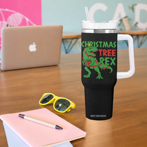 Christmas Dinosaur Tumbler With Handle Funny Tree Rex Xmas Light TS12 Print Your Wear