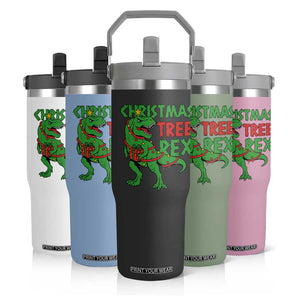 Christmas Dinosaur Flip Straw Tumbler Funny Tree Rex Xmas Light TS12 Print Your Wear