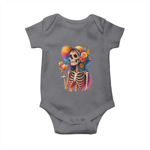Funny Summer Sugar Skull Cocktail Lover Baby Onesie TS12 Charcoal Print Your Wear