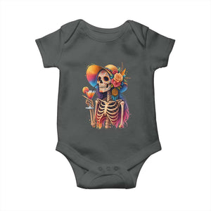Funny Summer Sugar Skull Cocktail Lover Baby Onesie TS12 Dark Heather Print Your Wear