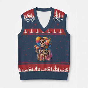 Funny Summer Sugar Skull Cocktail Lover V-Neck Knit Sweater Vest TS12 Navy Red Print Your Wear