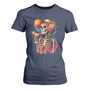 Funny Summer Sugar Skull Cocktail Lover T Shirt For Women TS12 Navy Print Your Wear