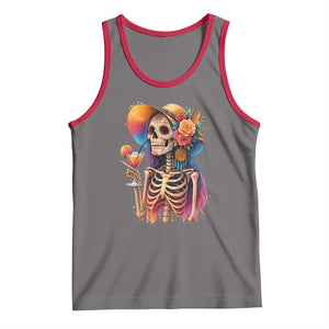 Funny Summer Sugar Skull Cocktail Lover Tank Top TS12 Deep Heather Red Print Your Wear