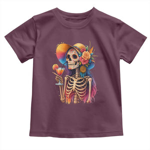 Funny Summer Sugar Skull Cocktail Lover Toddler T Shirt TS12 Maroon Print Your Wear
