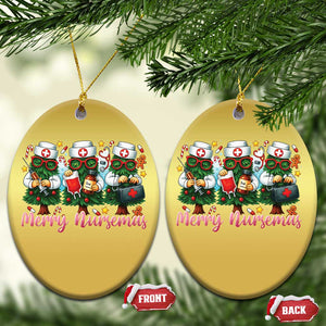 Xmas Nurse Christmas Ornament Funny Merry Nursemas Pine Tree TS12 Oval Gold Print Your Wear