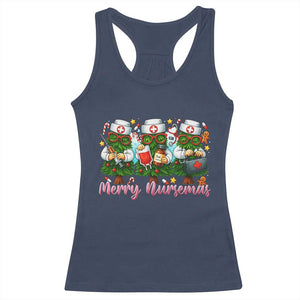 Christmas Nurse Racerback Tank Top Funny Merry Nursemas Pine Tree TS12 Navy Print Your Wear