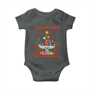 Funny Christmas Healthcare Worker Baby Onesie Nurses And Doctors Pine Tree TS12 Dark Heather Print Your Wear