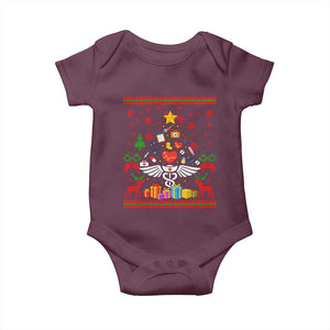 Funny Christmas Healthcare Worker Baby Onesie Nurses And Doctors Pine Tree TS12 Maroon Print Your Wear