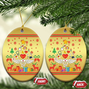 Funny Xmas Healthcare Worker Christmas Ornament Nurses And Doctors Pine Tree TS12 Oval Gold Print Your Wear