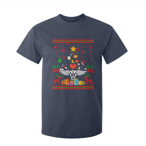 Funny Christmas Healthcare Worker T Shirt For Kid Nurses And Doctors Pine Tree TS12 Navy Print Your Wear