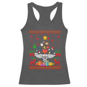 Funny Christmas Healthcare Worker Racerback Tank Top Nurses And Doctors Pine Tree TS12 Dark Heather Print Your Wear
