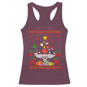 Funny Christmas Healthcare Worker Racerback Tank Top Nurses And Doctors Pine Tree TS12 Maroon Print Your Wear
