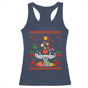 Funny Christmas Healthcare Worker Racerback Tank Top Nurses And Doctors Pine Tree TS12 Navy Print Your Wear
