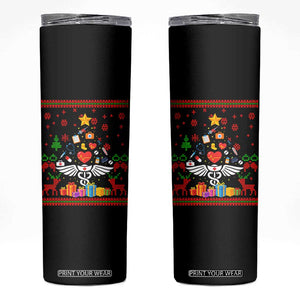 Funny Christmas Healthcare Worker Skinny Tumbler Nurses And Doctors Pine Tree TS12 Black Print Your Wear