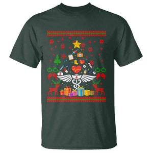 Funny Christmas Healthcare Worker T Shirt Nurses And Doctors Pine Tree TS12 Dark Forest Green Print Your Wear