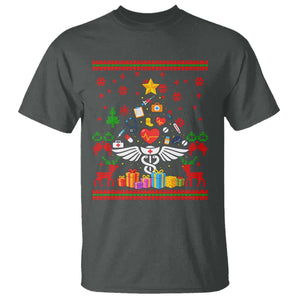 Funny Christmas Healthcare Worker T Shirt Nurses And Doctors Pine Tree TS12 Dark Heather Print Your Wear