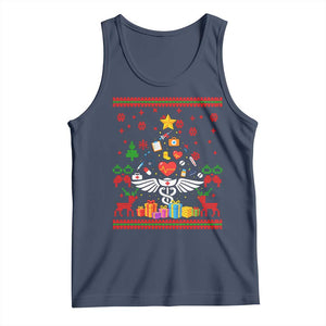 Funny Christmas Healthcare Worker Tank Top Nurses And Doctors Pine Tree TS12 Navy Print Your Wear