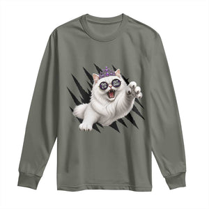 Funny Princess Cat With Featuring Scratch Effect Printed Long Sleeve Shirt This Is An Outrage