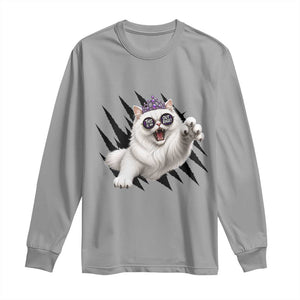 Funny Princess Cat With Featuring Scratch Effect Printed Long Sleeve Shirt This Is An Outrage