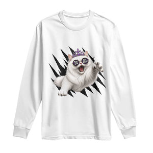 Funny Princess Cat With Featuring Scratch Effect Printed Long Sleeve Shirt This Is An Outrage