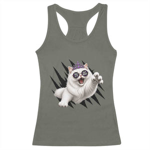 Funny Princess Cat With Featuring Scratch Effect Printed Racerback Tank Top This Is An Outrage
