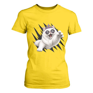 Funny Princess Cat With Featuring Scratch Effect Printed T Shirt For Women This Is An Outrage