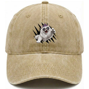 Funny Princess Cat With Featuring Scratch Effect Printed Washed Cotton Baseball Cap This Is An Outrage