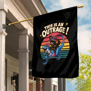 This Is An Outrage Cat Riding Dinosaur Garden Flag Sci-Fi Book Lover Gift