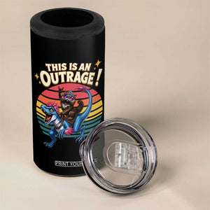 This Is An Outrage Cat Riding Dinosaur 4 in 1 Can Cooler Tumbler Sci-Fi Book Lover Gift