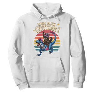 This Is An Outrage Cat Riding Dinosaur Hoodie Sci-Fi Book Lover Gift