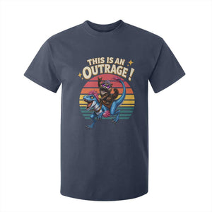 This Is An Outrage Cat Riding Dinosaur T Shirt For Kid Sci-Fi Book Lover Gift