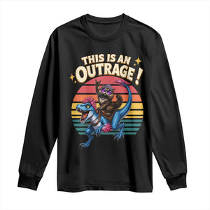 This Is An Outrage Cat Riding Dinosaur Long Sleeve Shirt Sci-Fi Book Lover Gift