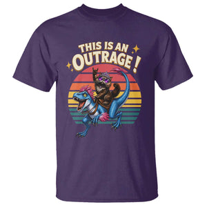 This Is An Outrage Cat Riding Dinosaur T Shirt Sci-Fi Book Lover Gift