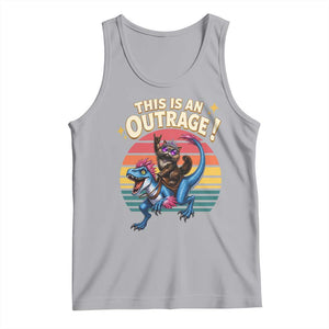 This Is An Outrage Cat Riding Dinosaur Tank Top Sci-Fi Book Lover Gift