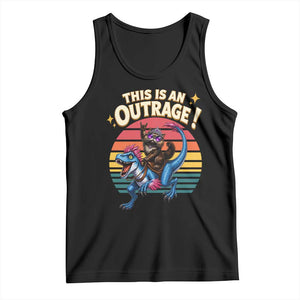 This Is An Outrage Cat Riding Dinosaur Tank Top Sci-Fi Book Lover Gift