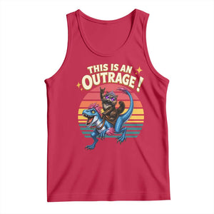 This Is An Outrage Cat Riding Dinosaur Tank Top Sci-Fi Book Lover Gift