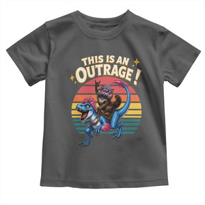 This Is An Outrage Cat Riding Dinosaur Toddler T Shirt Sci-Fi Book Lover Gift
