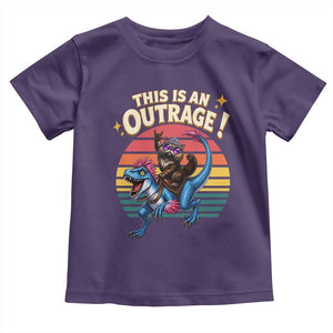 This Is An Outrage Cat Riding Dinosaur Toddler T Shirt Sci-Fi Book Lover Gift