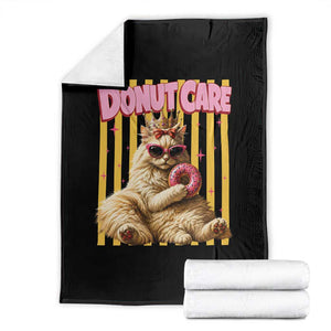 Funny Princess Cat Eating Donut Throw Blanket Sci-Fi Book Lover Gift