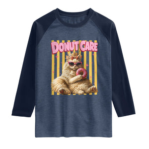 Funny Princess Cat Eating Donut Raglan Shirt Sci-Fi Book Lover Gift
