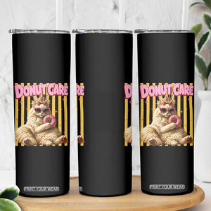 Funny Princess Cat Eating Donut Skinny Tumbler Sci-Fi Book Lover Gift