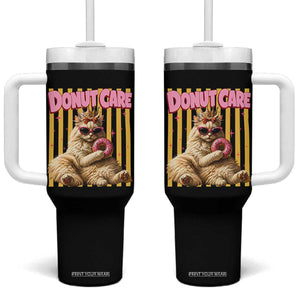 Funny Princess Cat Eating Donut Tumbler With Handle Sci-Fi Book Lover Gift