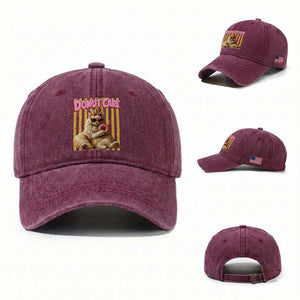 Funny Princess Cat Eating Donut Washed Cotton Baseball Cap Sci-Fi Book Lover Gift