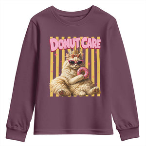Funny Princess Cat Eating Donut Youth Sweatshirt Sci-Fi Book Lover Gift
