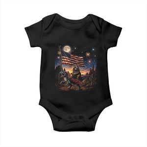 Funny Princess Cat On Dinosaur Patriotic Freedom Gift Baby Onesie
