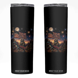 Funny Princess Cat On Dinosaur Patriotic Freedom Gift Skinny Tumbler