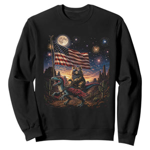 Funny Princess Cat On Dinosaur Patriotic Freedom Gift Sweatshirt