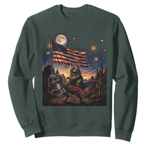 Funny Princess Cat On Dinosaur Patriotic Freedom Gift Sweatshirt