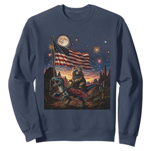 Funny Princess Cat On Dinosaur Patriotic Freedom Gift Sweatshirt